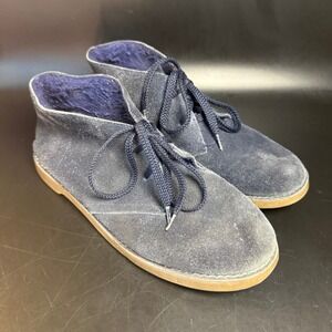 Crewcuts Suede Chukka Boots Boys 6 Blue Leather Lace Up Ankle‎ Casual Shoes